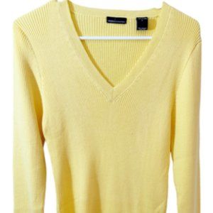 VINTAGE Victoria's Secret Catalog Black Label Large Mustard V-neck Long Sleeve